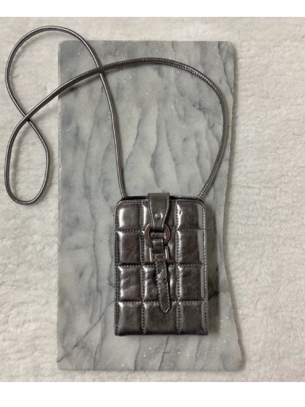 Zara Quilted Wallet Card Holder Crossbody Cellphone Silver